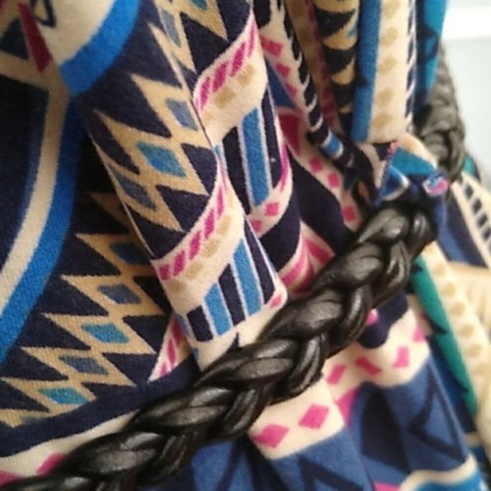 NEW PinkBlush Maternity Navy Tribal Belted Dress - Picture 9 of 15